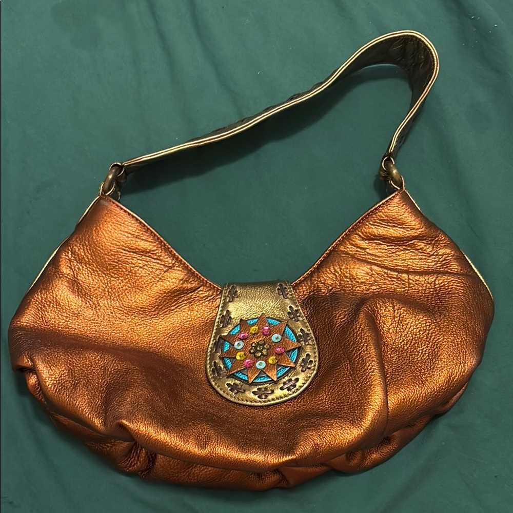 Donald J. Pliner Brown Shoulder Bag with Crescent Shape